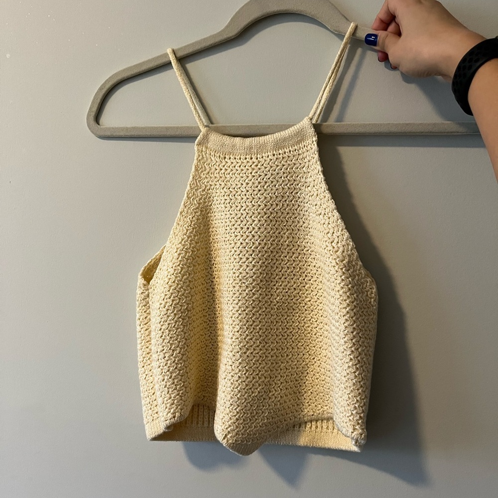 Beige Knitted Tank Top
